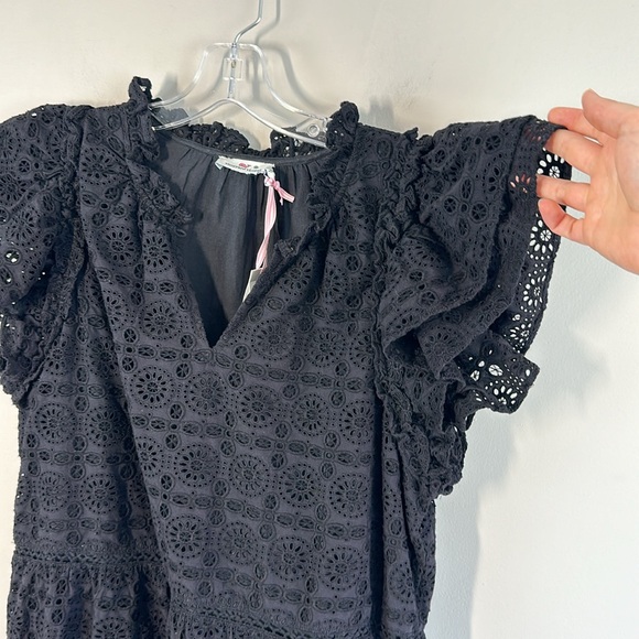 NWT Vineyard Vines Black Eyelet Tiered Ruffle Neck Dress Size XL - Picture 13 of 15